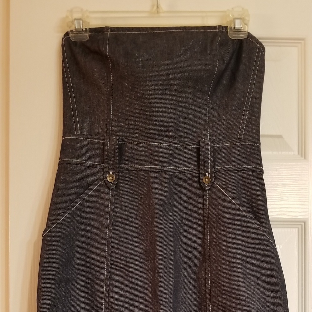 Express strapless sleeveless denim-look dress 3/4
